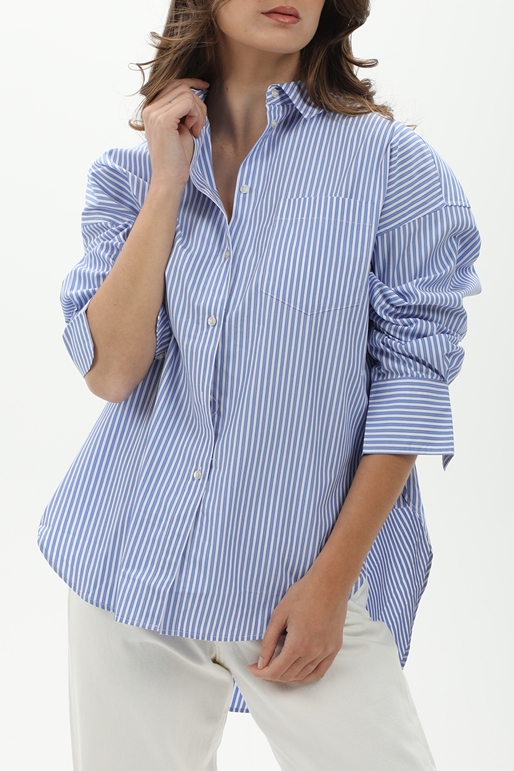 JJXX-Γυναικείο πουκάμισο JJXX 12200353 JXJAMIE LS RELAXED POPLIN ριγέ λευκό μπλε